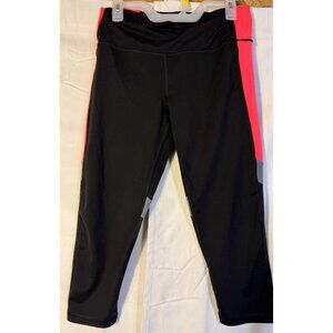 Victoria's Secret Womens Large L Cropped Workout Leggings Pants Black Orange
